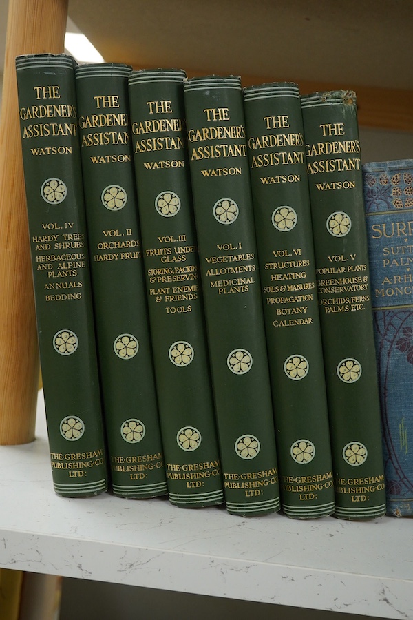 A collection of thirteen books to include; Watson, William, The Gardeners Assistant, John's Flowers of The Field, Twain, Tramp Abroad etc.